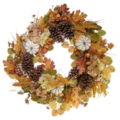 28" Autumn Pumpkins and Pinecones Wreath