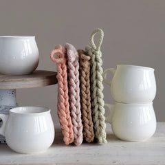 8" Square Cotton Crocheted Pot Holder - Pastels