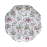 Bamboo Melamine Scalloped Plate w/ Holiday Pattern