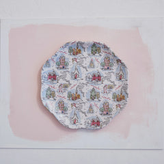 Bamboo Melamine Scalloped Plate w/ Holiday Pattern