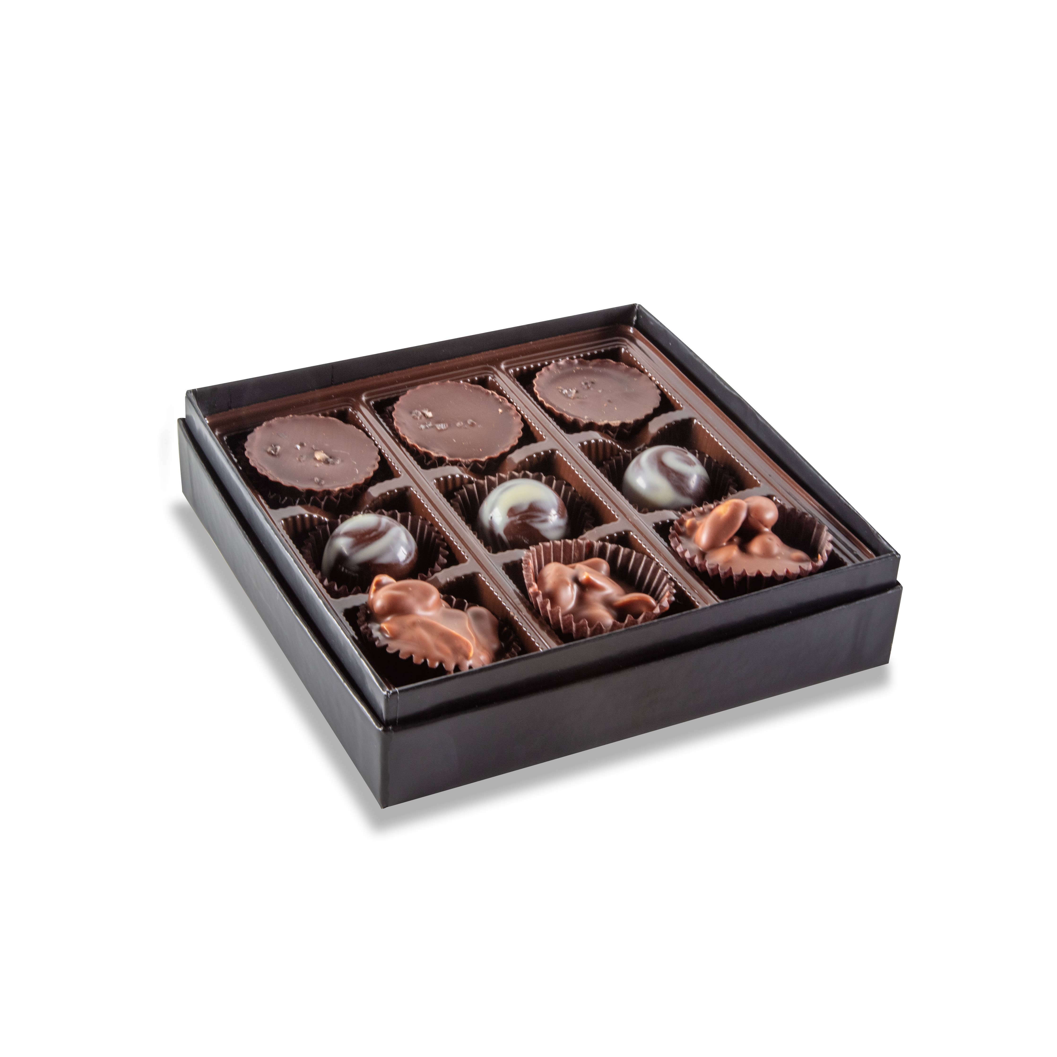 Bourbon Barrel Assorted Artisan Chocolates, 9 Piece Box