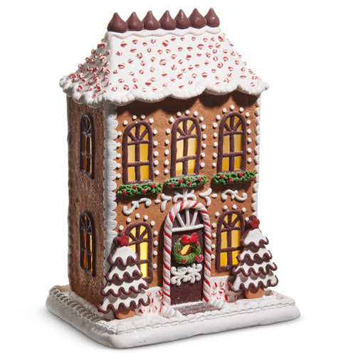 13" Lighted Chocolate Frosted Gingerbread House