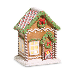 8" Chocolate Frosted Lighted Gingerbread House