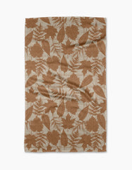 Autumnal Leaves Gold Kitchen Tea Towel
