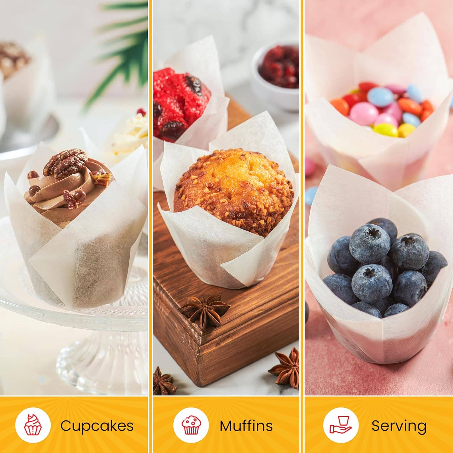 Baker's Signature All White Tulip Cupcake Liners 150 Count