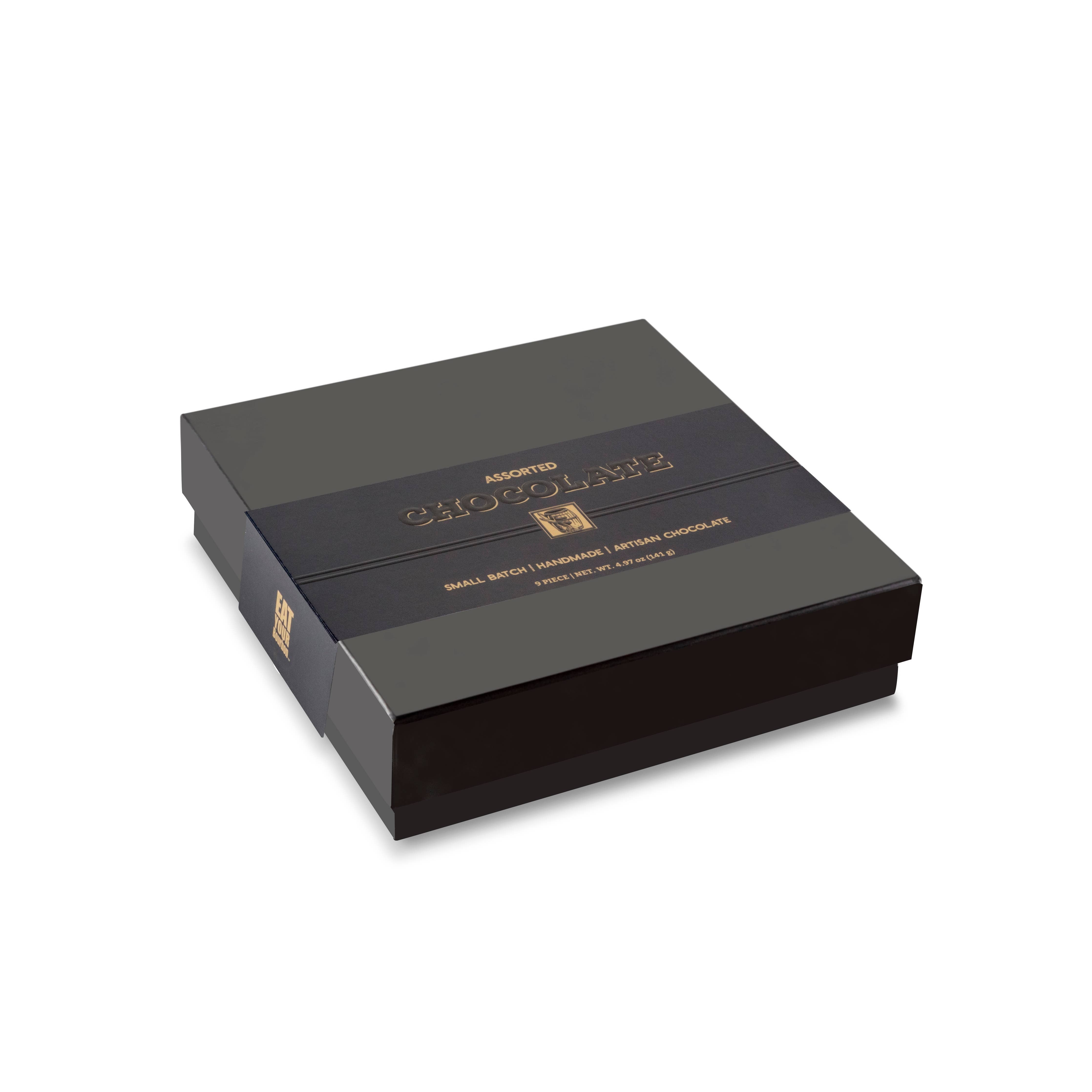 Bourbon Barrel Assorted Artisan Chocolates, 9 Piece Box