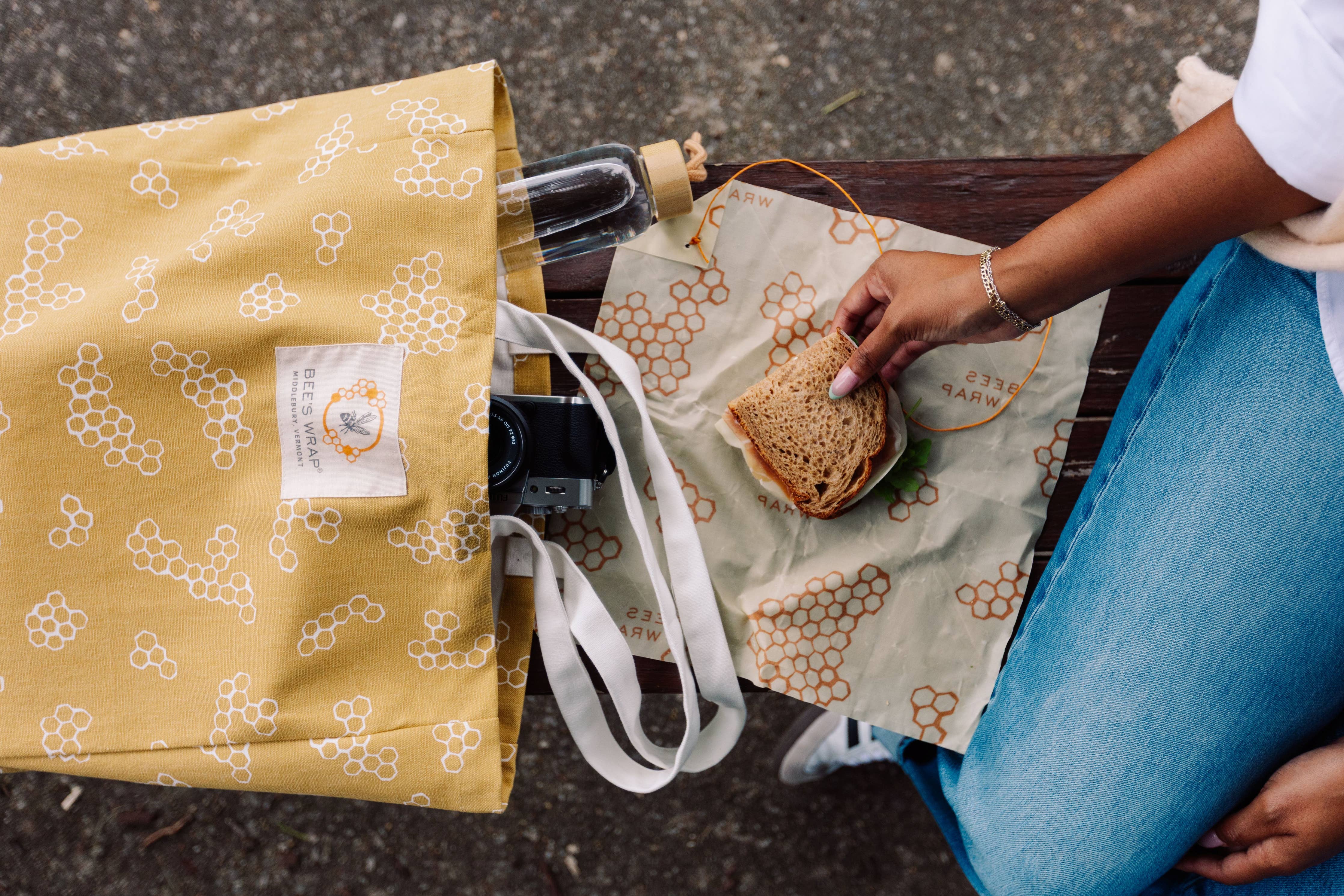 Bees Wrap Reusable Market Tote - Organic Cotton Shopping Bag