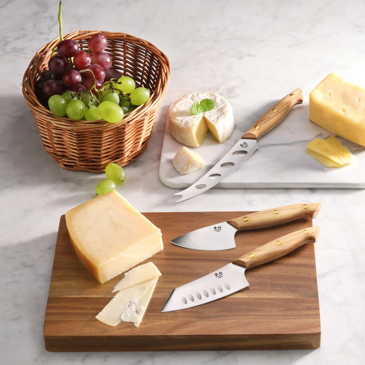 3-Piece Olive Wood Cheese Knife Set