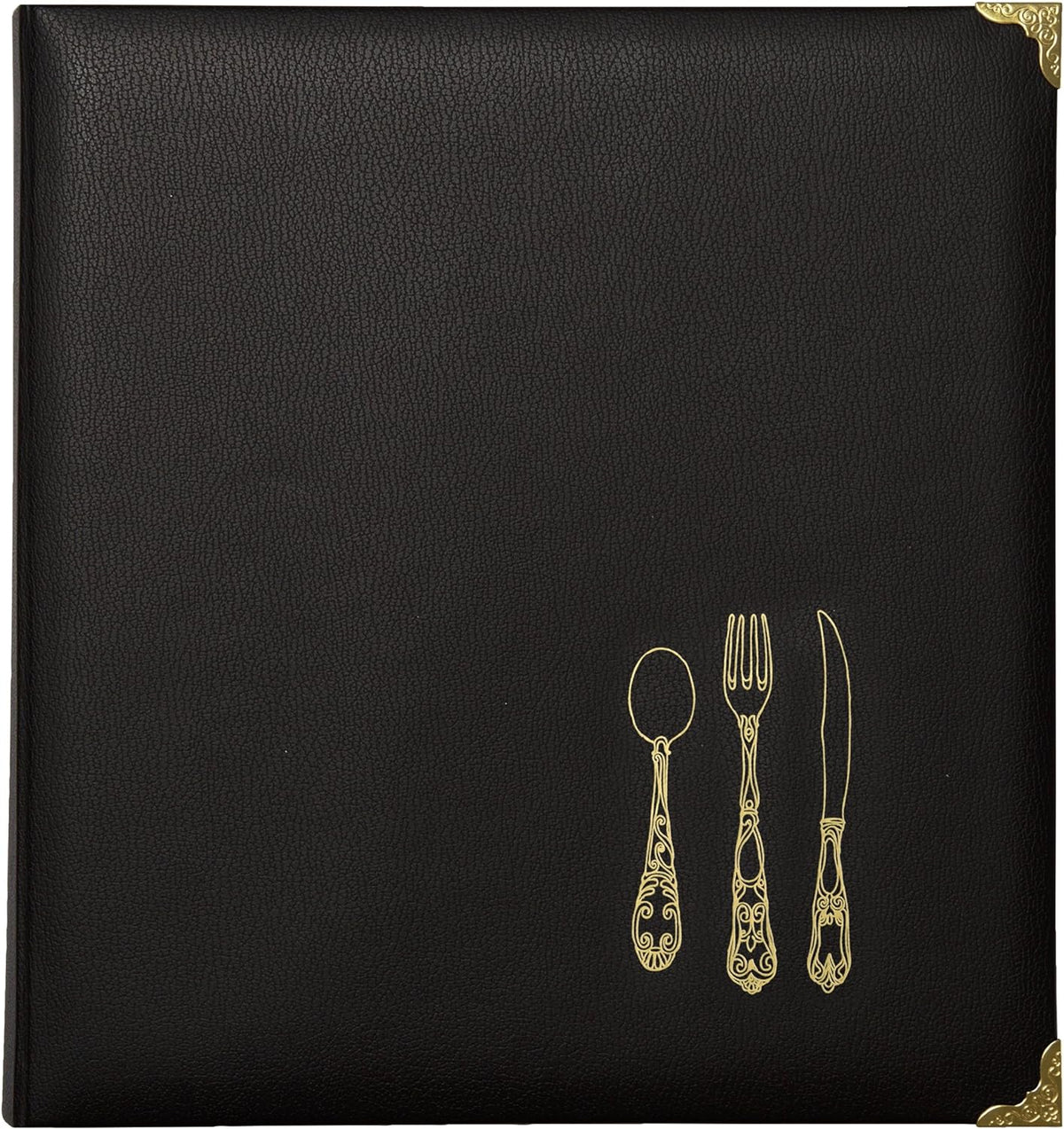 Black and Gold Faux Leather Recipe Binder