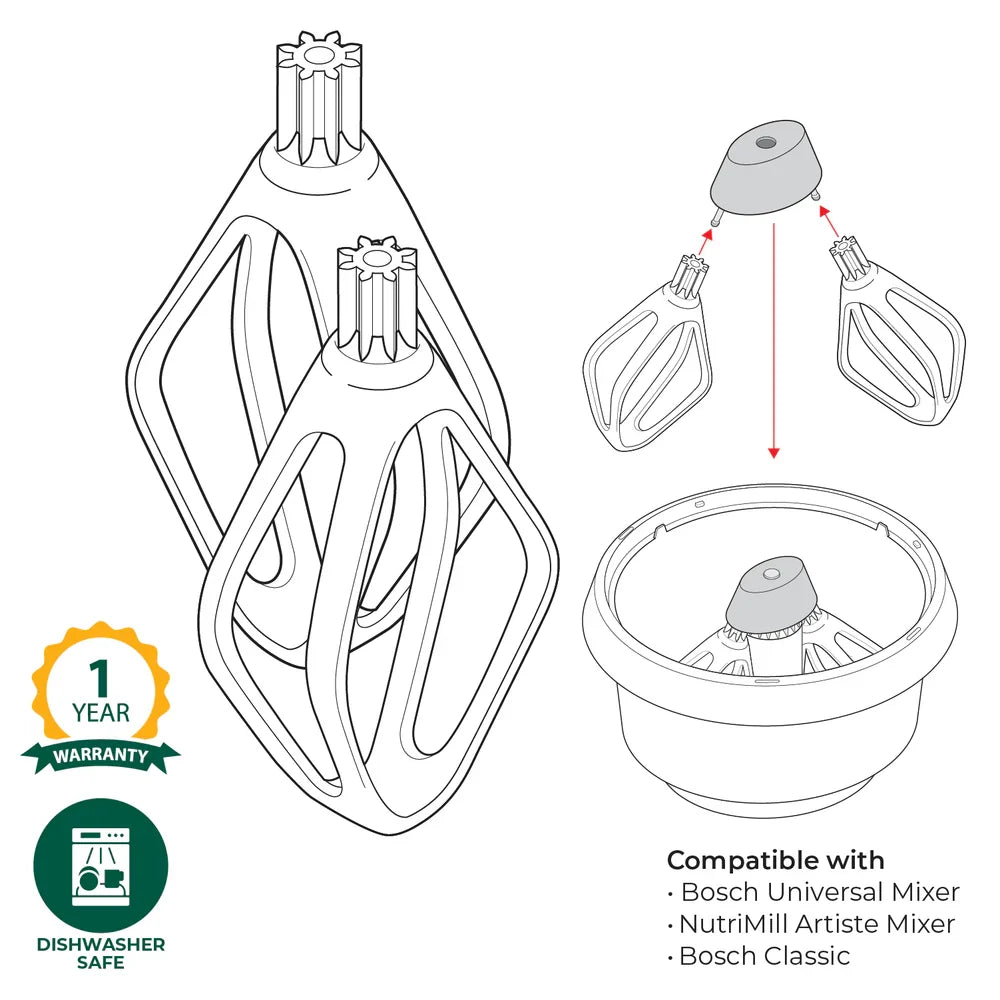 Bosch Cake Paddles with Metal Driver