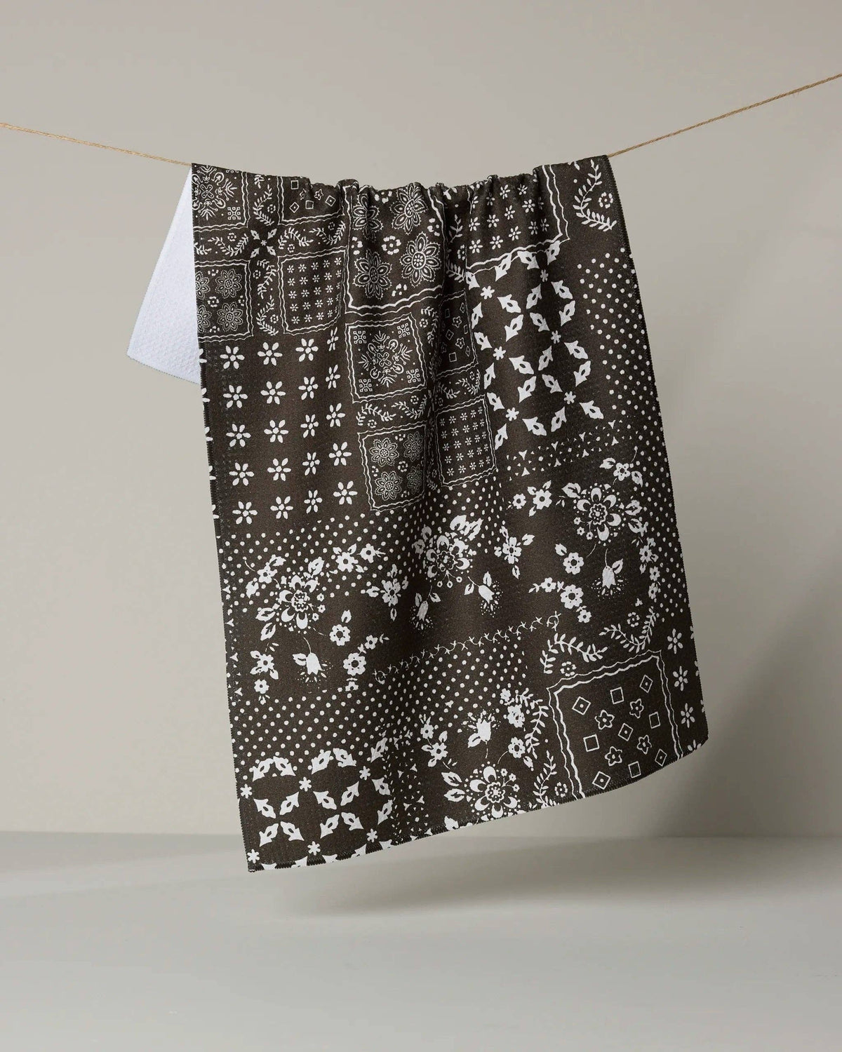 Blossoming Bandanna Brown Tea Towel
