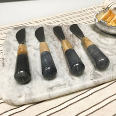 Black Stone & Wood Handle Spreader
