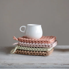 8" Square Cotton Crocheted Pot Holder - Pastels