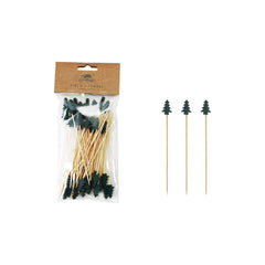 Bamboo Skewers with Tree Shaped Handles, Set of 50