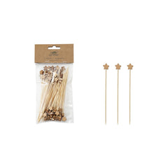 Bamboo Skewers with Star Shaped Handles, Set of 50